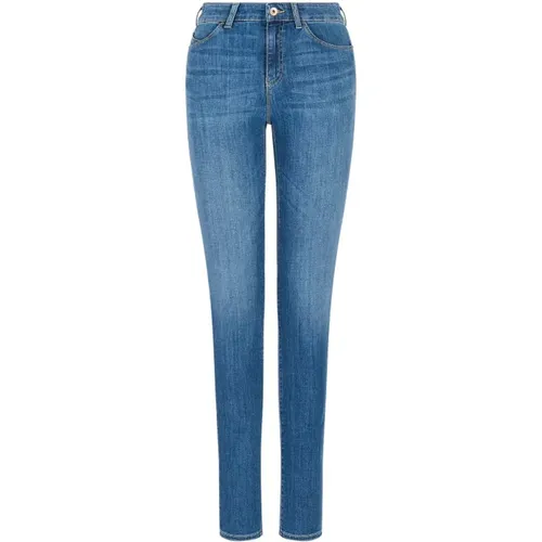 Women`s Slim-Fit High-Waisted Jeans with Logo , female, Sizes: W33 - Emporio Armani - Modalova