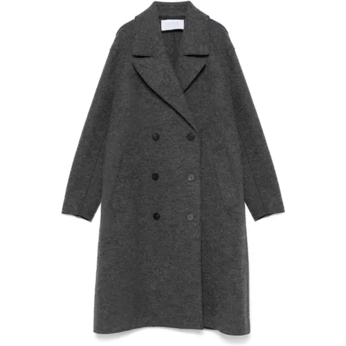 Grey Wool Double-Breasted Coat , female, Sizes: XS - Harris Wharf London - Modalova