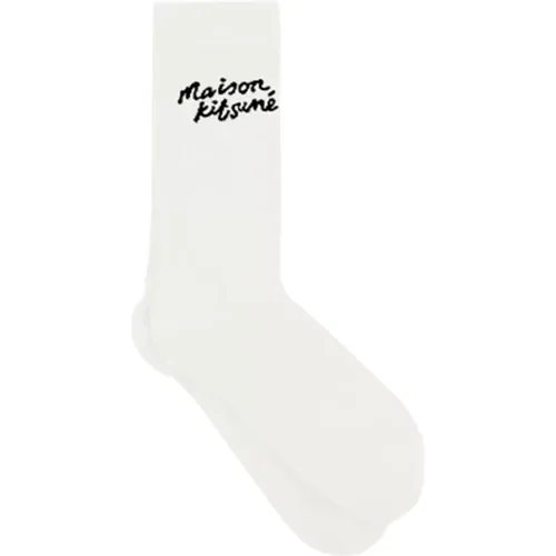 Handschreibsocken in Weiß , Herren, Größe: S - Maison Kitsuné - Modalova