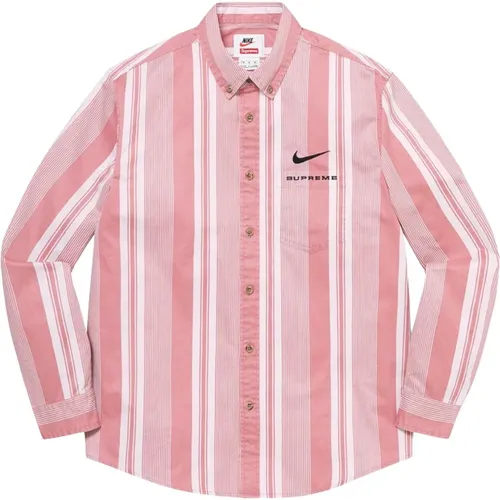 Limitierte Auflage Rosa Streifen Baumwoll Twill Hemd - Nike - Modalova