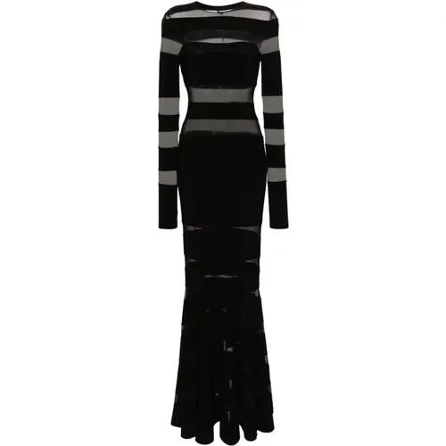 Long Dress Mesh Insert Semi-Transparent , female, Sizes: S - Norma Kamali - Modalova