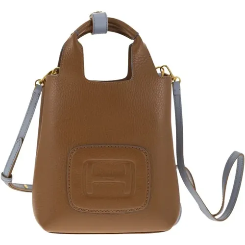 Geprägte Mini-Shoppingtasche,Handbags,Tote Bags,Braune Leder Tote Tasche - Hogan - Modalova