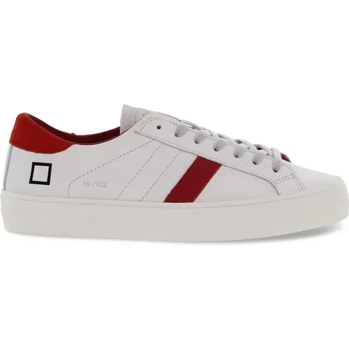 Leder- und Wildleder-Sneakers, weiß und rot , Damen, Größe: 37 EU - D.a.t.e. - Modalova