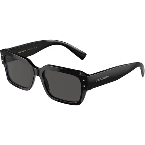 Schwarzer Rahmen, Dunkelgraue Gläser Sonnenbrille - Dolce & Gabbana - Modalova