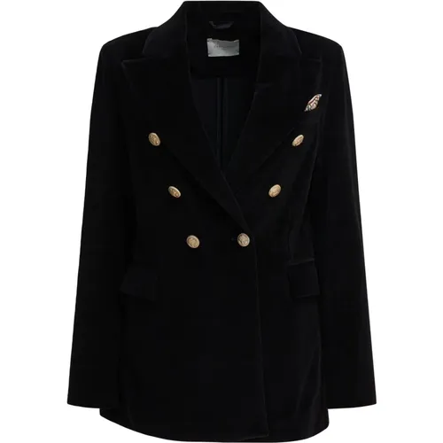 Blazers, female, , Size: S Velour Double-Breasted Jacket - Circolo 1901 - Modalova