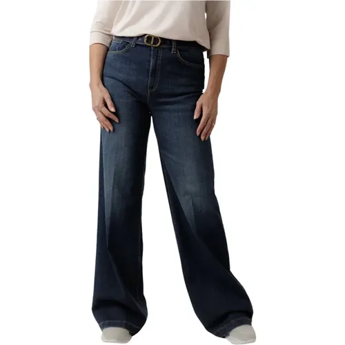 Flared Denim Jeans with High Waist and Belt , female, Sizes: W29 - Twinset - Modalova