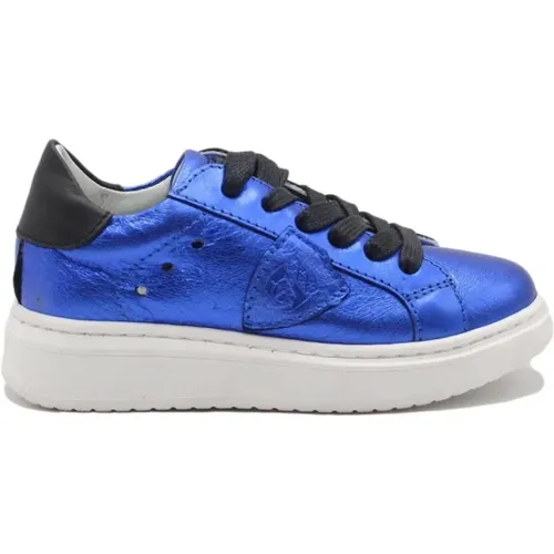 Blaue laminierte Sneakers - Philippe Model - Modalova