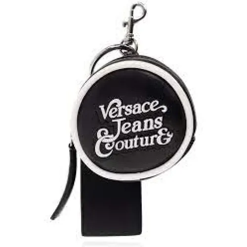 Schwarzer Schlüsselanhänger mit Logo-Schriftzug , Damen, Größe: ONE Size - Versace Jeans Couture - Modalova
