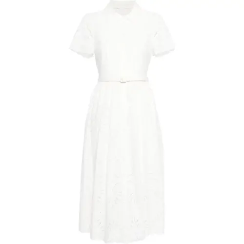 Belted broderie-anglaise cotton midi dress , female, Sizes: 2XS, M - Self Portrait - Modalova