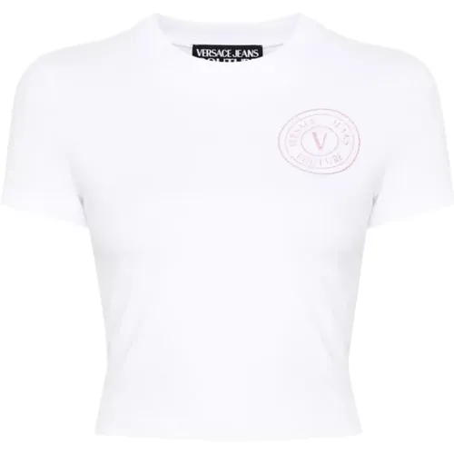 Weiße T-Shirts Polos für Frauen , Damen, Größe: XS - Versace Jeans Couture - Modalova