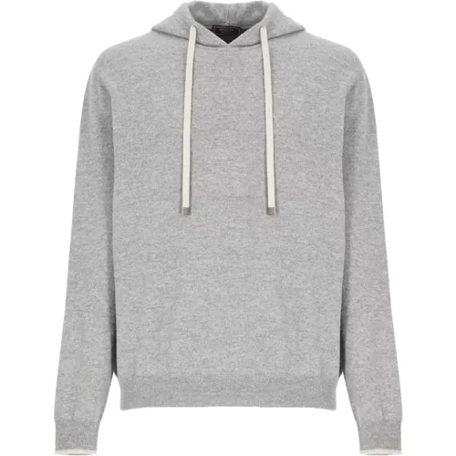 Hoodies, male, , Size: M Grey Wool Hooded Sweater - PESERICO - Modalova