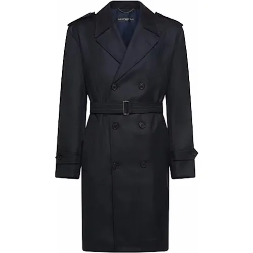 Blauer Wollgabardine Doppelreiher Trenchcoat - DEPARTMENT FIVE - Modalova