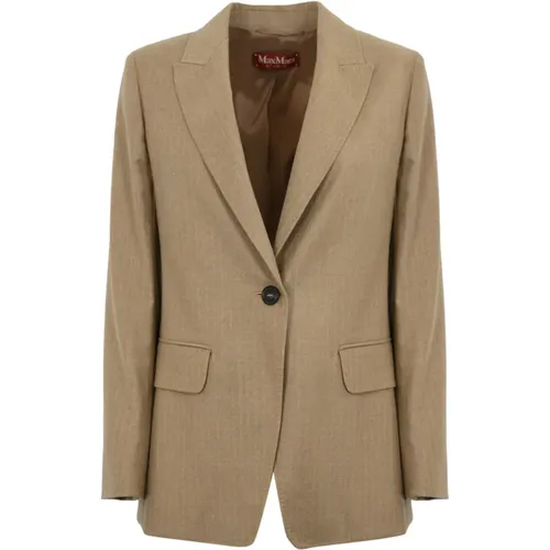 Beiger Wollblazer mit Nadelstreifenmuster - Max Mara Studio - Modalova