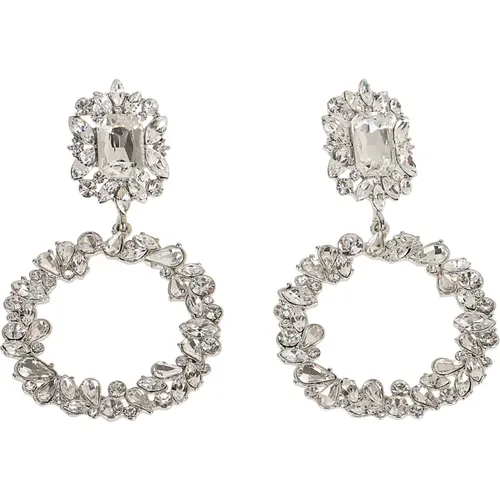 Crystal Circle Earrings Metallic Aw24 , female, Sizes: ONE SIZE - Self Portrait - Modalova