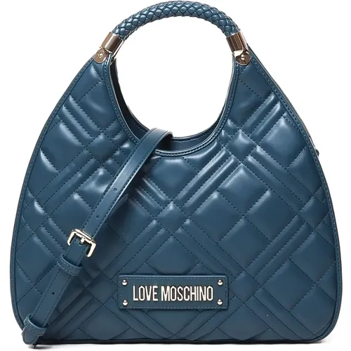 Teal Shoulder Bag with Zip Closure , female, Sizes: ONE SIZE - Love Moschino - Modalova