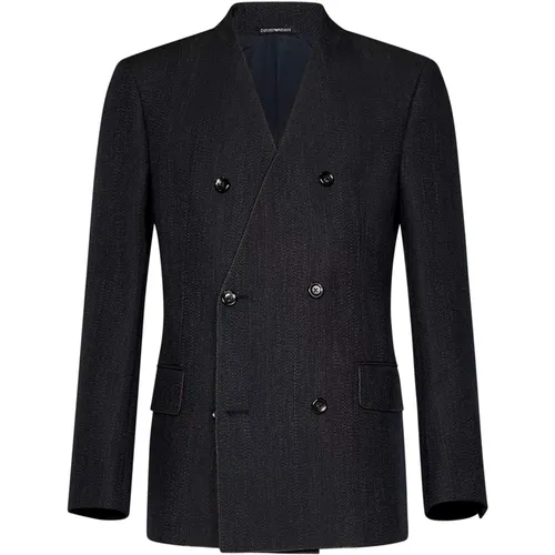 Double-Breasted Blazer Outerwear , male, Sizes: M, L - Emporio Armani - Modalova