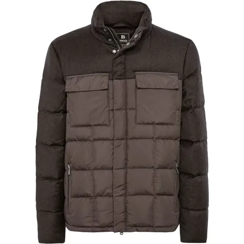 Flyn Flannel und Feather Tech Bomberjacke , Herren, Größe: S - Boggi Milano - Modalova