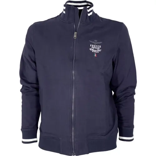 Bomber Jackets, male, , Size: M Mens Zip Sweatshirt Tricolor Arrows - aeronautica militare - Modalova