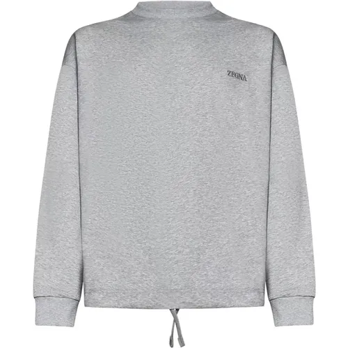 Sweatshirts, male, , Size: XS Logo Embroidered Crewneck Sweatshirt - Zegna - Modalova