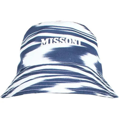 Hats, unisex, , Size: ONE SIZE Blue White Cotton Bucket Hat Italy - Missoni - Modalova