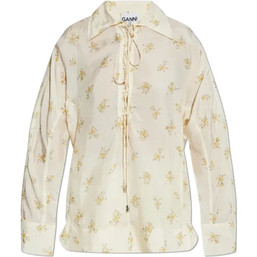 Shirts, female, , Size: XS Floral Tie String Shirt - Ganni - Modalova