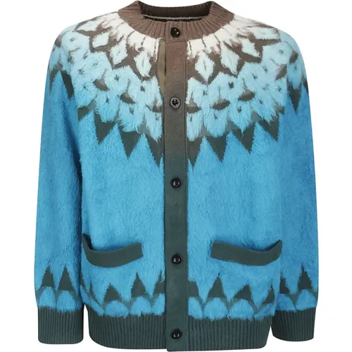 Jacquard Knit Cardigan Sweater , female, Sizes: L - Sacai - Modalova