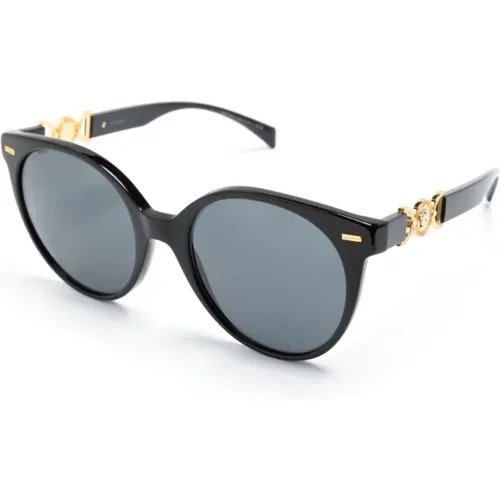 Schwarze Sonnenbrille mit Zubehör , Damen, Größe: 55 MM - Versace - Modalova