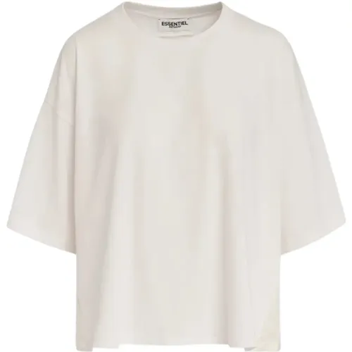 Oversized T-Shirt aus Bio-Baumwolle mit Satin-Rücken , Damen, Größe: XS - Essentiel Antwerp - Modalova