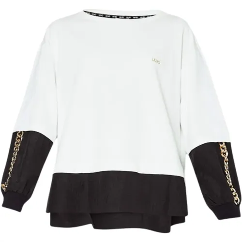 Long Sleeve Tops,Damen Rundhals-Sweatshirt mit Kettenverzierung - Liu Jo - Modalova