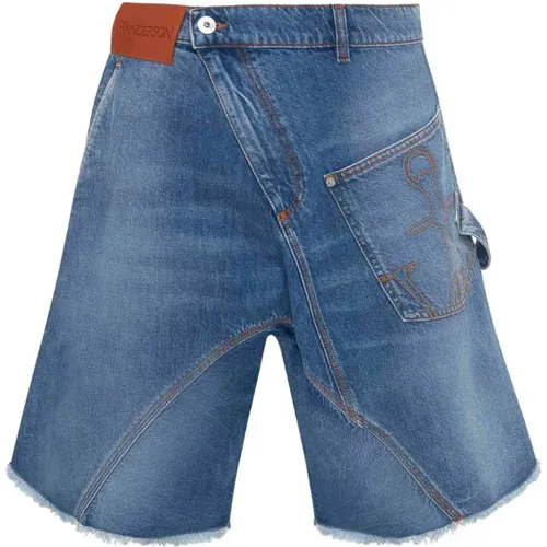 Denim Shorts mit Whiskering-Effekt , Herren, Größe: W26 - JW Anderson - Modalova