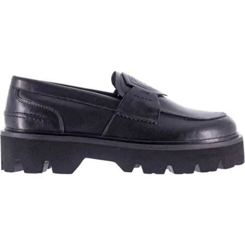 Schwarze flache Schuhe , Damen, Größe: 36 EU - Blauer - Modalova