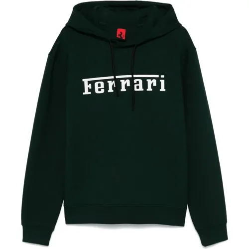 Hoodies, male, , Size: S Hooded Logo Sweater - Ferrari - Modalova