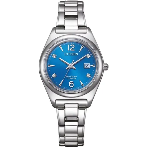 Super Titanium Watch with Dial and Diamonds , female, Sizes: ONE SIZE - Citizen - Modalova