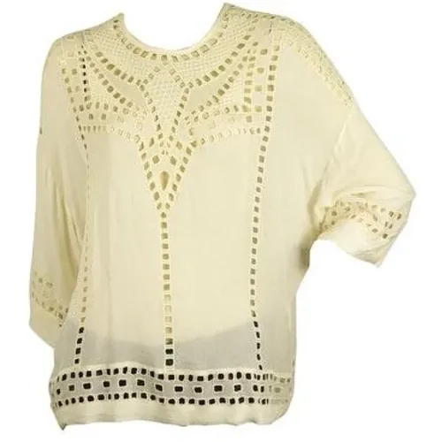 Pre-owned Tops, female, , Size: M Cream Lace 3/4 Sleeve Blouse - Isabel Marant Pre-owned - Modalova