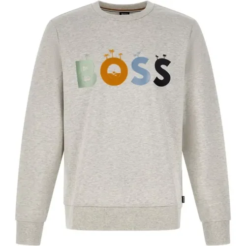 Sweatshirts, male, , Size: M Grey Logo Sweatshirt - Hugo Boss - Modalova