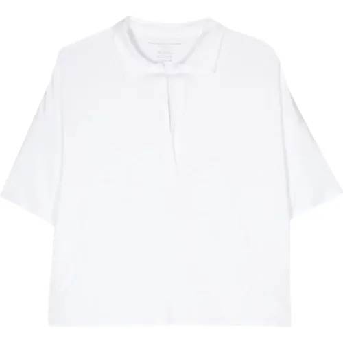 Weißes Poloshirt mit kurzen Ärmeln,Marine Short Sleeve Polo Shirt,T-Shirts - majestic filatures - Modalova