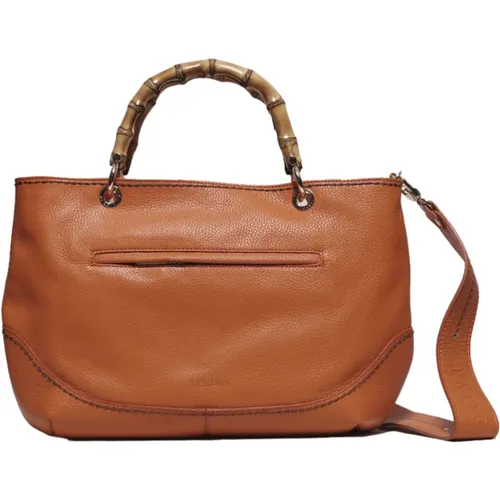 Orange Leather Shoulder Bag with Zip Closure , female, Sizes: ONE SIZE - Plinio Visonà - Modalova