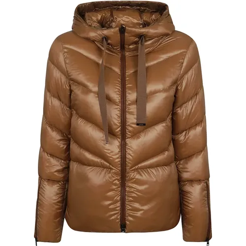 Quilted Nylon Cape Camel V-Style , female, Sizes: L, XL, S, XS, M, 2XS - Herno - Modalova