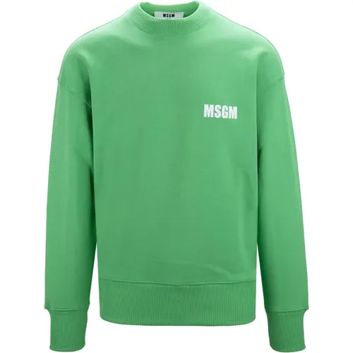 Sweatshirts, male, , Size: XL Men's Pullover Sweatshirt with Logo Print - Msgm - Modalova