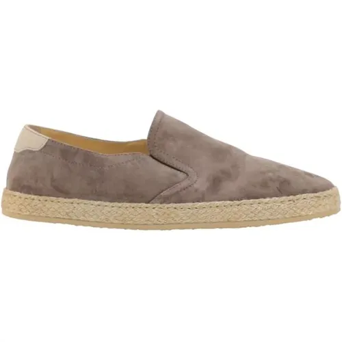 Espadrilles, male, , Size: 7 US Leather Espadrilles with Rope Sole - BRUNELLO CUCINELLI - Modalova