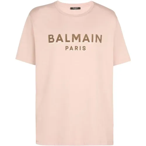 Flock & Foil T-Shirt , Herren, Größe: L - Balmain - Modalova