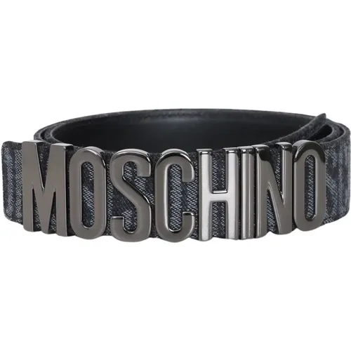 Dunkler Denim Logo Jacquard Gürtel , Herren, Größe: L - Moschino - Modalova