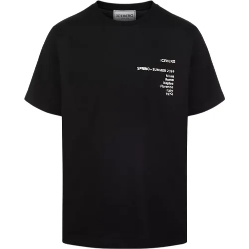 Schwarzes T-Shirt mit Logo,Gelbes T-Shirt mit Logo-Print - Iceberg - Modalova