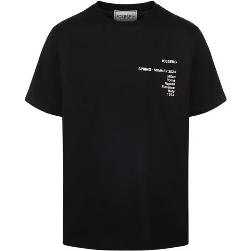 Schwarzes T-Shirt mit Logo , Herren, Größe: 2XL - Iceberg - Modalova