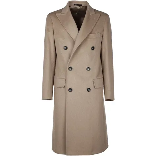 Double-Breasted Coats, male, , Size: XL Wool Coat with Double-Breasted Design - Made in Italia - Modalova