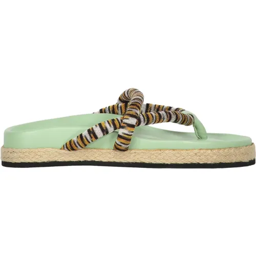 Flip Flops, female, , Size: 7 US Leather and fabric slides - Missoni - Modalova