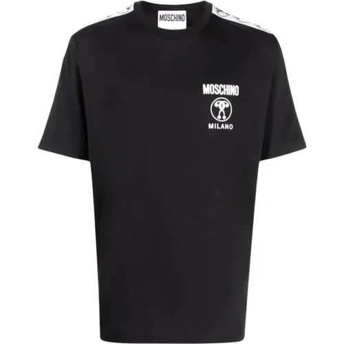 Schwarzes T-Shirt mit Logo-Print - Moschino - Modalova