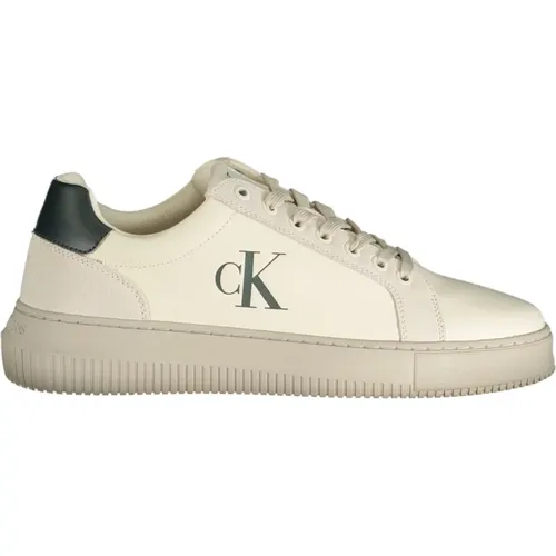 Sportliche weiße Sneaker mit Druck und Logo , Herren, Größe: 44 EU - Calvin Klein - Modalova