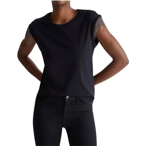 Women's Rhinestone Pendant T-shirt , female, Sizes: L, S, XS, M - Liu Jo - Modalova