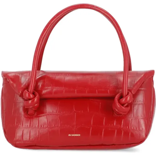 Leather Handbag with Contrasting Logo , female, Sizes: ONE SIZE - Jil Sander - Modalova